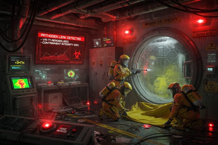Fuga de patógeno sintético activa alerta de bioseguridad en laboratorio subterráneo de Nueva Atlantis