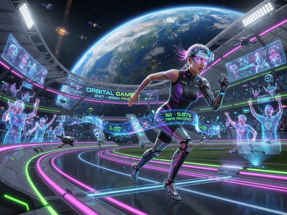 Atleta cyborg establece nuevo récord olímpico centenario en la Competencia Unificada 2077