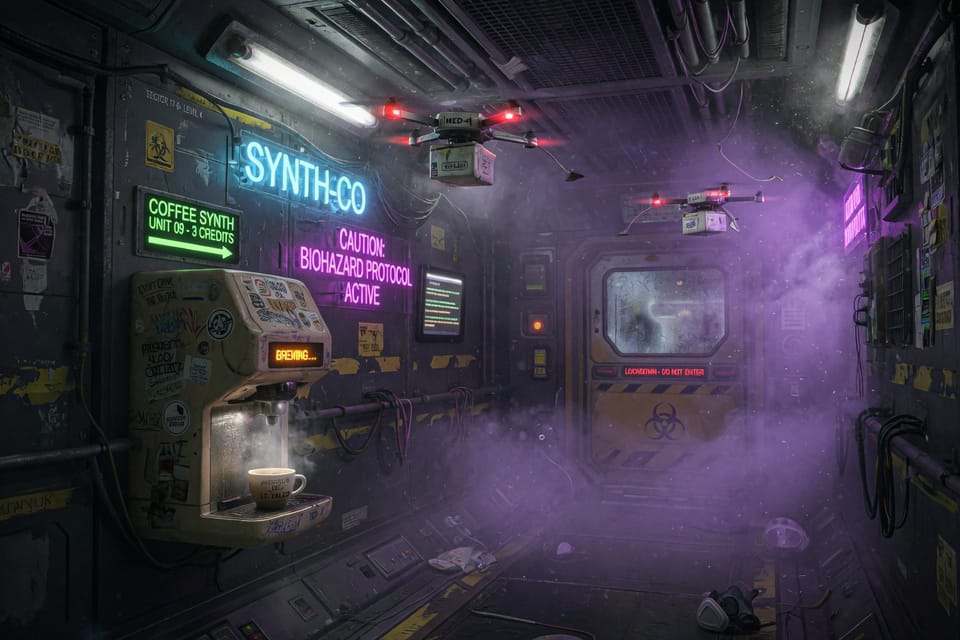 Brotes de virus sintético X‑9 obliga a cuarentena total en colonia orbital Áster‑3
